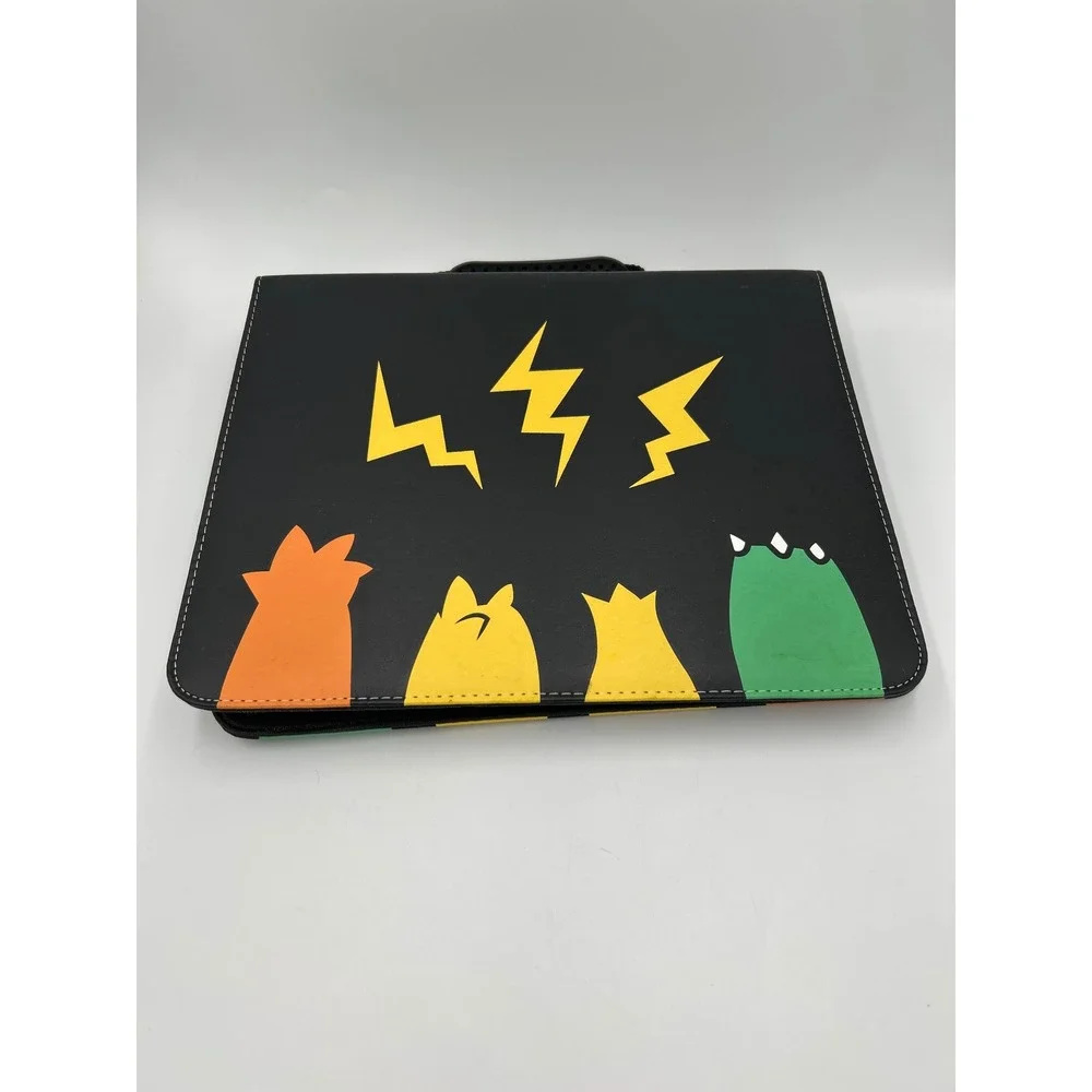 Geecow 9-Pocket Trading Card Binder Zippered 400+ Card Holder Black Lightning